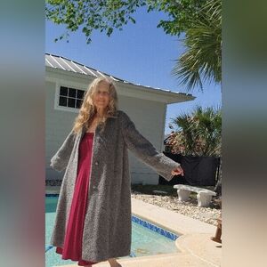 VINTAGE Grey Alpaca & Wool Coat Saks Fifth Av Sz Large Cinza Rocca Italian 1950